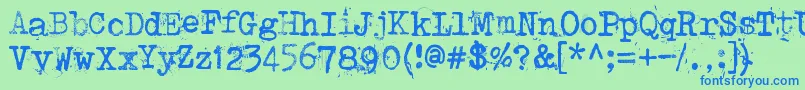 フォントPunktype – 青い文字は緑の背景です。