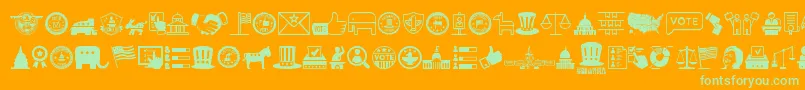 UsElection-Schriftart – Grüne Schriften auf orangefarbenem Hintergrund