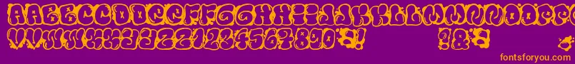 FontElfontBubble-fontti – oranssit fontit violetilla taustalla