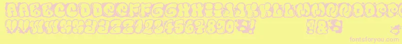 FontElfontBubble-fontti – vaaleanpunaiset fontit keltaisella taustalla