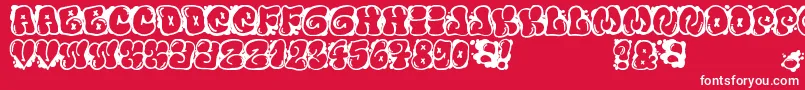 Fonte FontElfontBubble – fontes brancas em um fundo vermelho