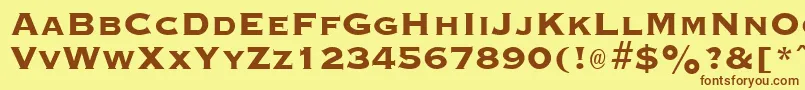 フォントGraverplateextraboldRegular – 茶色の文字が黄色の背景にあります。