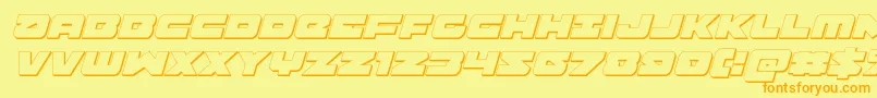 フォントBanjin3Dital – オレンジの文字が黄色の背景にあります。