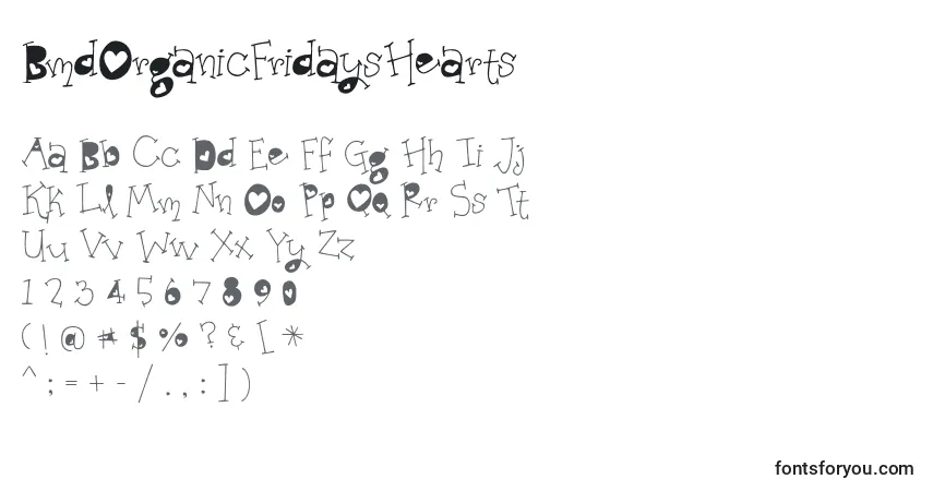 BmdOrganicFridaysHearts Font – alphabet, numbers, special characters
