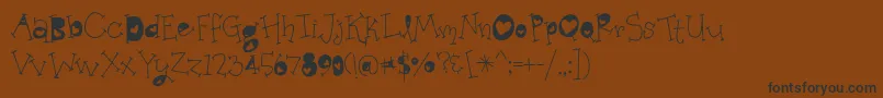 Weitere Informationen zur BmdOrganicFridaysHearts-Schriftart BmdOrganicFridaysHearts-Schriftart – Schwarze Schriften auf braunem Hintergrund
