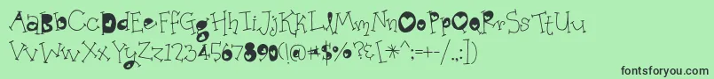 Шрифт BmdOrganicFridaysHearts – чёрные шрифты на зелёном фоне