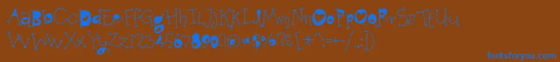 BmdOrganicFridaysHearts Font – Blue Fonts on Brown Background