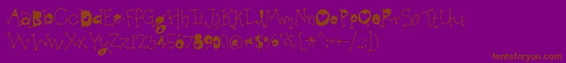 Fonte BmdOrganicFridaysHearts – fontes marrons em um fundo roxo