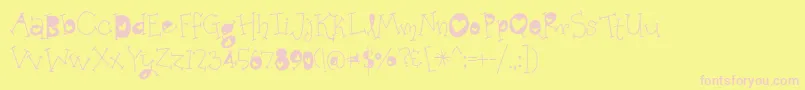 Czcionka BmdOrganicFridaysHearts – różowe czcionki na żółtym tle