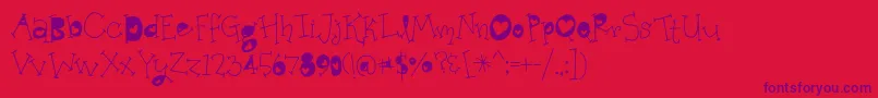 BmdOrganicFridaysHearts Font – Purple Fonts on Red Background
