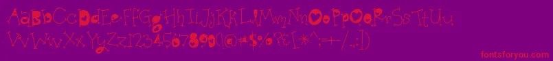 BmdOrganicFridaysHearts Font – Red Fonts on Purple Background