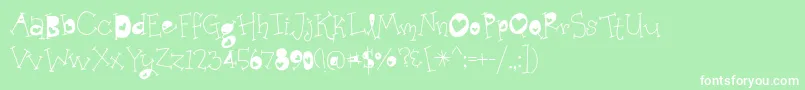 BmdOrganicFridaysHearts Font – White Fonts on Green Background
