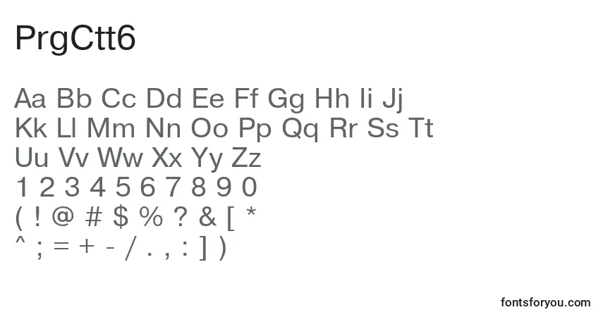 A fonte PrgCtt6 – alfabeto, números, caracteres especiais