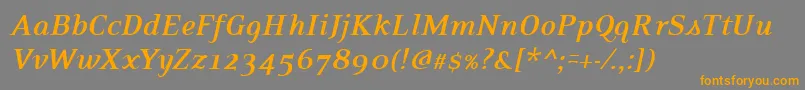 PfexecutiveBolditalic-Schriftart – Orangefarbene Schriften auf grauem Hintergrund