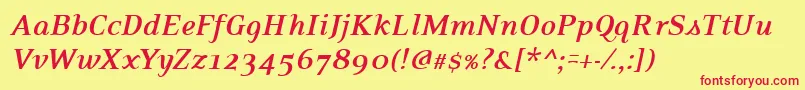 PfexecutiveBolditalic Font – Red Fonts on Yellow Background