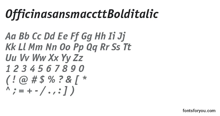 Шрифт OfficinasansmaccttBolditalic – алфавит, цифры, специальные символы