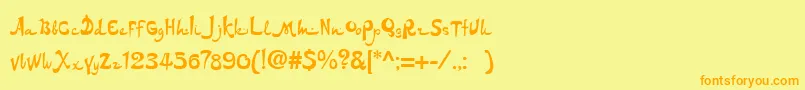 フォントArabic – オレンジの文字が黄色の背景にあります。