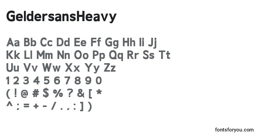 A fonte GeldersansHeavy – alfabeto, números, caracteres especiais