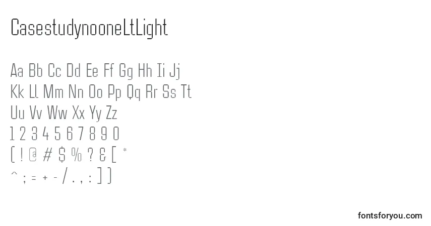 Шрифт CasestudynooneLtLight – алфавит, цифры, специальные символы