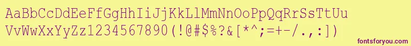 CourierNewCyr80n Font – Purple Fonts on Yellow Background