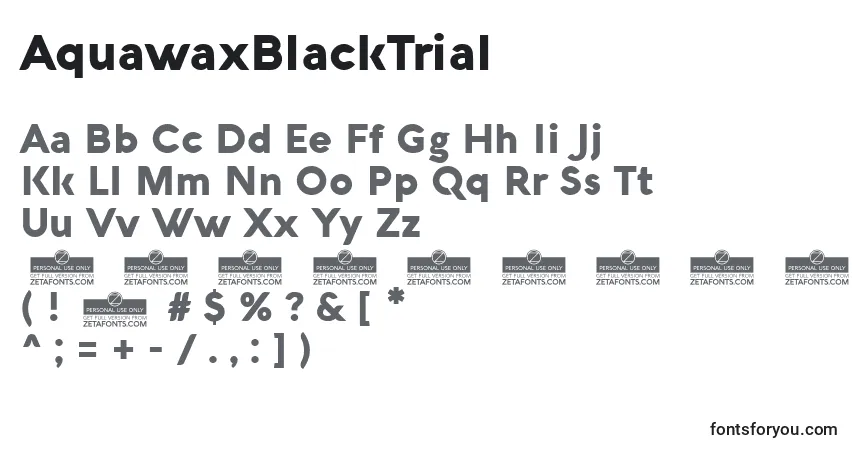 AquawaxBlackTrialフォント–アルファベット、数字、特殊文字