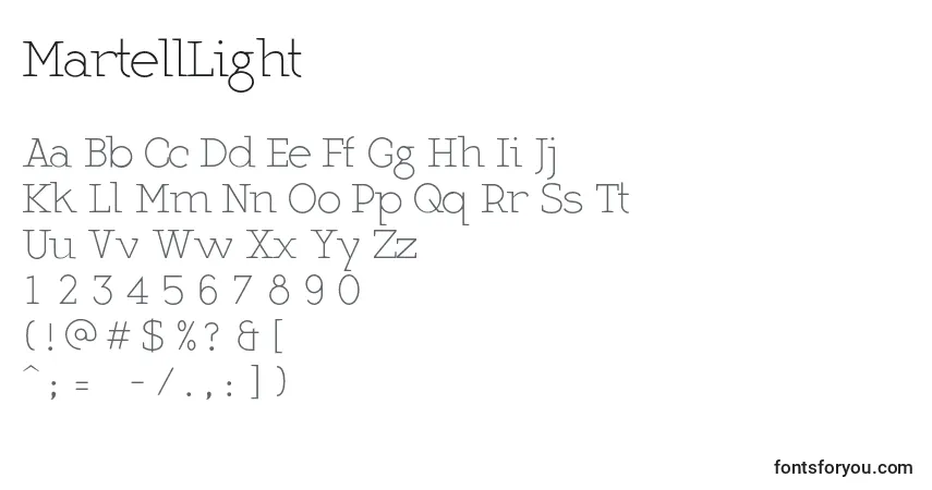 Czcionka MartellLight – alfabet, cyfry, specjalne znaki