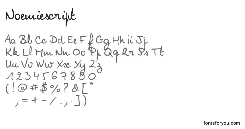 Noemiescript Font – alphabet, numbers, special characters