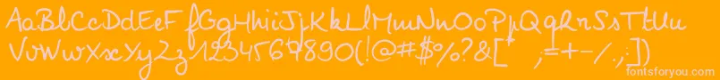 Noemiescript-Schriftart – Rosa Schriften auf orangefarbenem Hintergrund