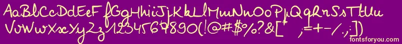 Noemiescript-fontti – keltaiset fontit violetilla taustalla