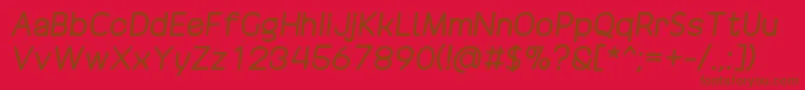 DrakoheartRevofitDoubleDiagonal-Schriftart – Braune Schriften auf rotem Hintergrund