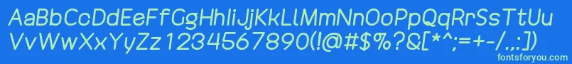 DrakoheartRevofitDoubleDiagonal Font – Green Fonts on Blue Background