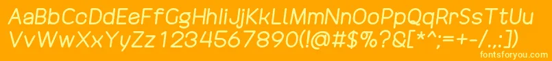 DrakoheartRevofitDoubleDiagonal-Schriftart – Gelbe Schriften auf orangefarbenem Hintergrund