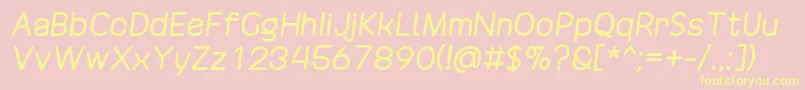 Fonte DrakoheartRevofitDoubleDiagonal – fontes amarelas em um fundo rosa