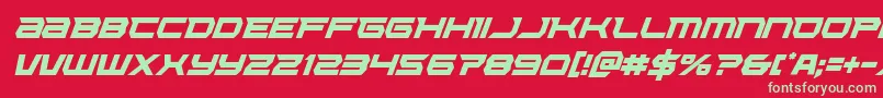 フォントLethalforcecondital – 赤い背景に緑の文字