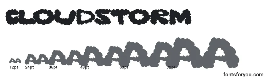 Cloudstorm-fontin koot