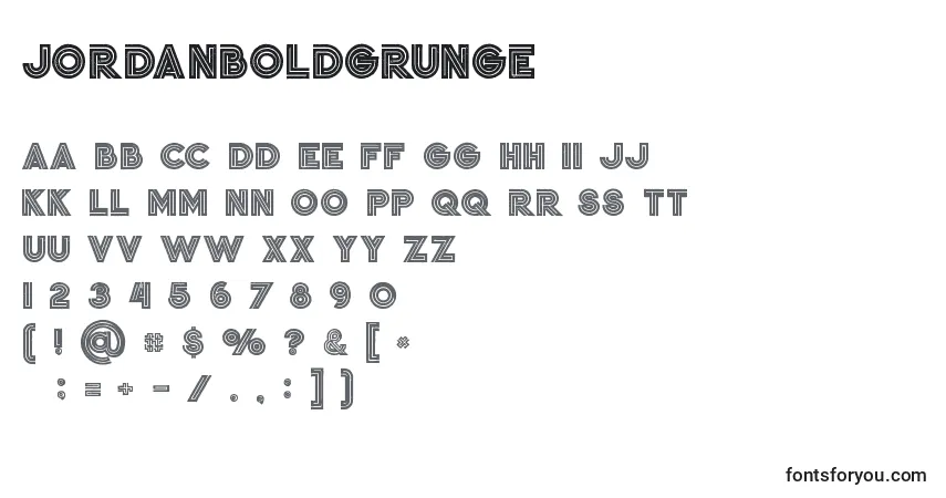 A fonte Jordanboldgrunge – alfabeto, números, caracteres especiais
