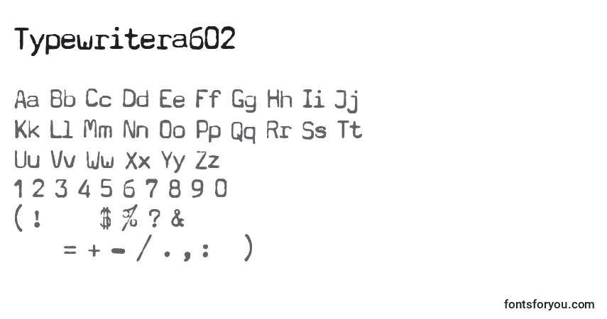 A fonte Typewritera602 – alfabeto, números, caracteres especiais