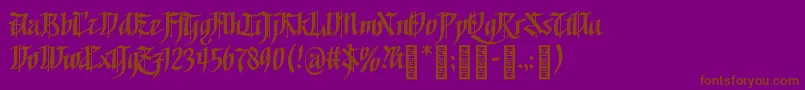 フォントGoalthinkRegular – 紫色の背景に茶色のフォント