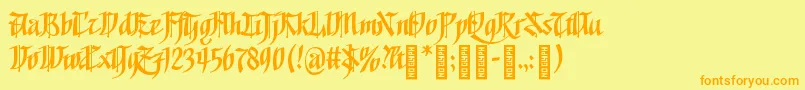 フォントGoalthinkRegular – オレンジの文字が黄色の背景にあります。