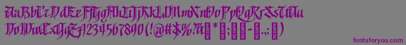 フォントGoalthinkRegular – 紫色のフォント、灰色の背景