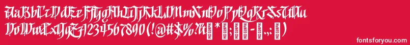 GoalthinkRegular-Schriftart – Weiße Schriften auf rotem Hintergrund