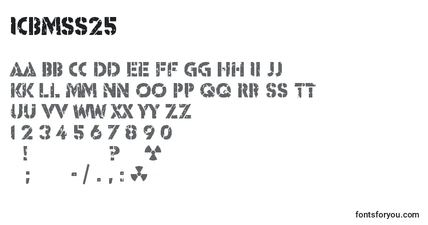 Icbmss25フォント–アルファベット、数字、特殊文字