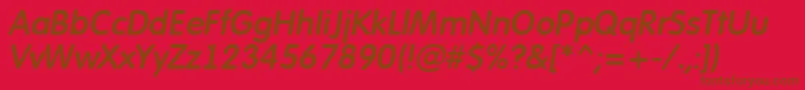 フォントAFuturarounddemiItalic – 赤い背景に茶色の文字