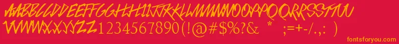 フォントLoveSequel – 赤い背景にオレンジの文字