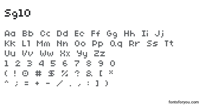 A fonte Sg10 – alfabeto, números, caracteres especiais
