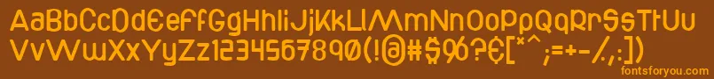 フォントBottix – オレンジ色の文字が茶色の背景にあります。