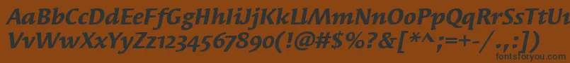 Шрифт SyndorOsItcTtBolditalic – чёрные шрифты на коричневом фоне