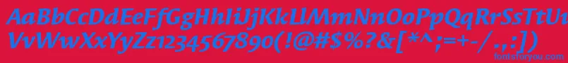 SyndorOsItcTtBolditalic Font – Blue Fonts on Red Background