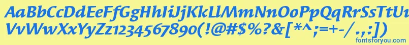 SyndorOsItcTtBolditalic Font – Blue Fonts on Yellow Background