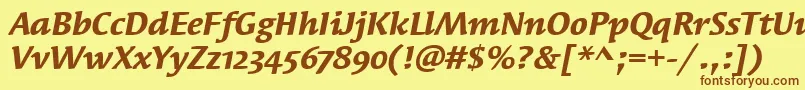 SyndorOsItcTtBolditalic Font – Brown Fonts on Yellow Background